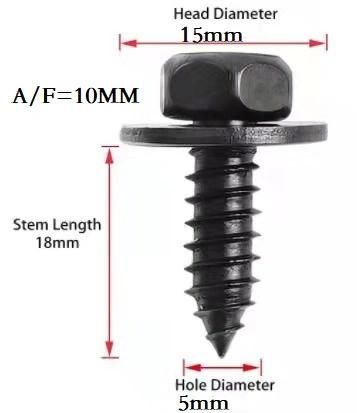 Hex Indent Phillips Drives Self Tapping Screw with Flat Washer Combination Screw of Black Zinc Plated for M5X19