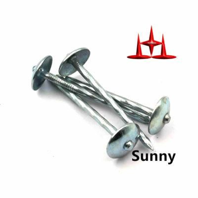 China 2.5&prime;&prime; Twisted Shank Umbrella Roofing Nails Zinc Plated