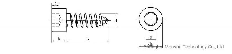 Blue Galvanized Cylindrical Head Socket Head Tapping Screws for Door