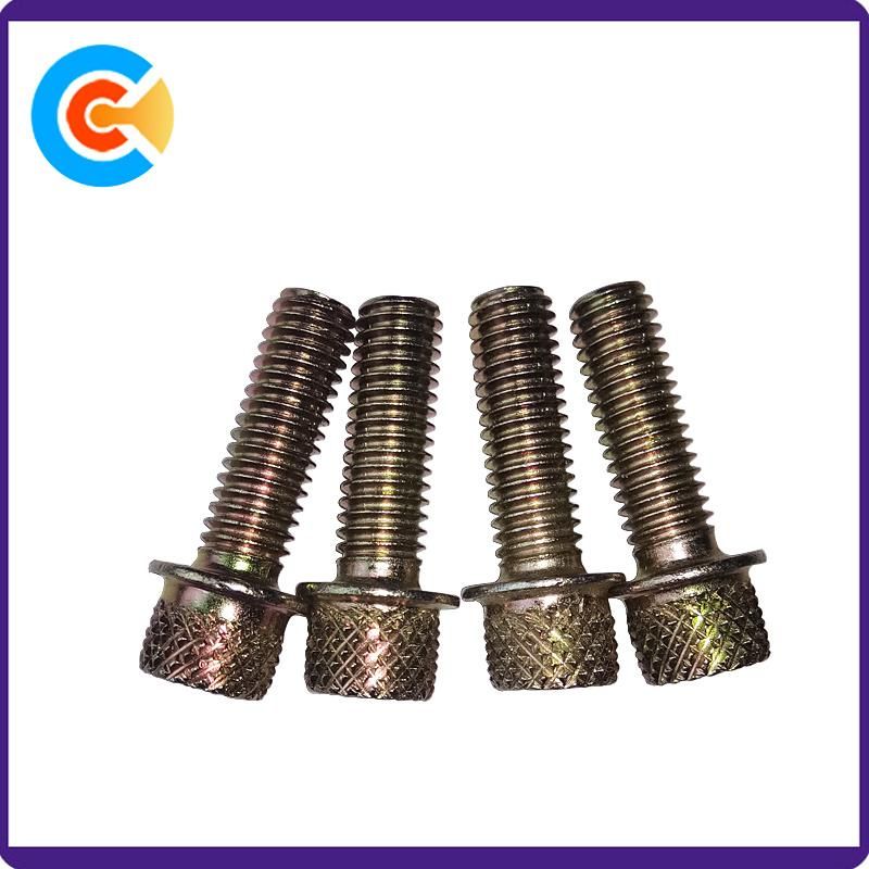 Carbon Steel M6X20 Knurled Screws Full Teeth Screw Galvanized Screw