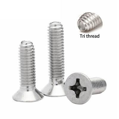 Stainless Steel Phillips Countersunk Head Schrauben Tri Lobular Thread Self-Locking Screws