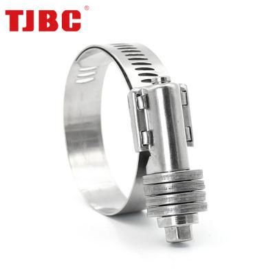 High Pressure W2 Stainless Steel Heavy Duty American Type Constant Tension Hose Tube Clamp, 14.2mm Bandwidth, 16-27mm