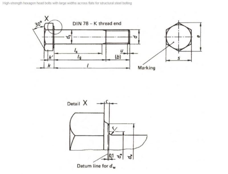 DIN6914 Large Hexagon Bolt Connection Bolts for Steel Construction High Strength Bolts Class 10.9