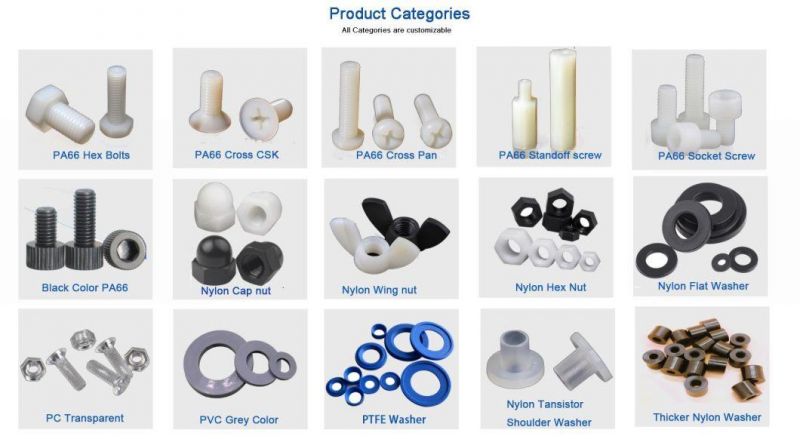 PA66 Peek POM PC PVC Plastic Screw Countersunk Cross Nylon Screw with Transparent High Temperature Resistance