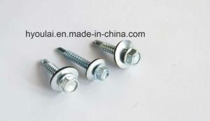 Self Drilling Screw Hex Head Zinc Plated Fastener EPDM Washer DIN7504