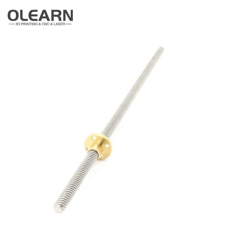 Olearn T8 Od 8mm Pitch 2mm Lead 14mm Stainless Steel Lead Screw Rod with Copper Nut for 3D Printer Z Axis