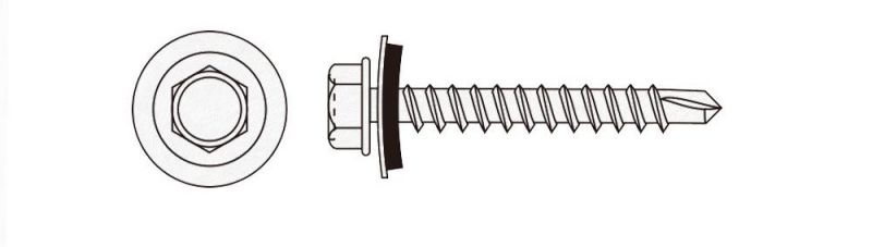 DIN 7504 Galvanised Steel Hexagonal Head with EPDM Washer Self Drilling Roofing Screw