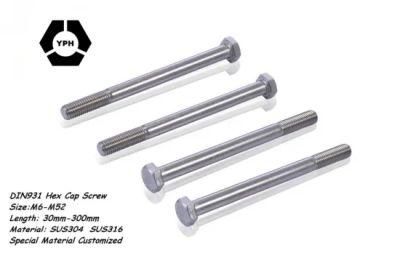 China Manufacture DIN931 Hex Head Bolt/Screw Half Thread SUS304/316