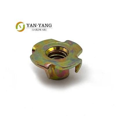 Customized Blue Znic Plated T Nut with Four Prongs