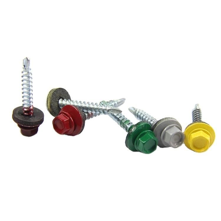 Hex Rubber Washer Head Self Drilling Roofing Screw Colored Spray Painted Zinc Plated Galvanized