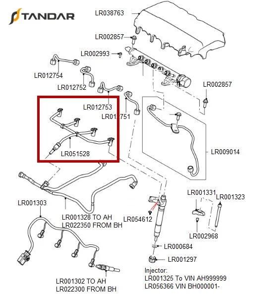 Lr051528 Diesel Fuel Injection Return Leak off Overflow Tube Pipe for Land Rover and Discovery