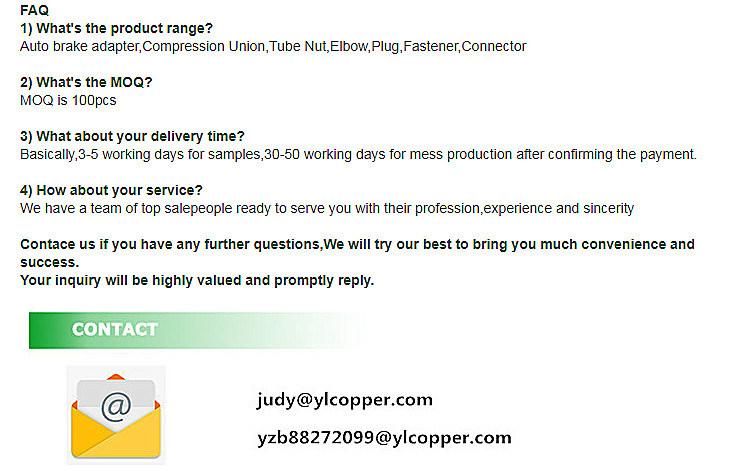 Ca 360 Brass Compression Union Tubing Female Connector Fitting