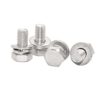 304 Stainless Ssteel Three Parts Combination Screw Fasteners Hex Head Bolt