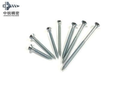 Pozidriv Flat Head Chipboard Screw Double Csk Flat Full Thread C1022 Harden White Zinc Plated 4X45mm Chipboard Screw