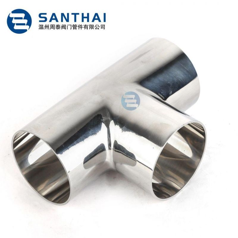 Santhai DIN SMS 3A Idf ISO Sanitary Stainless Steel Food Grade Mirror Polish Matte Weld Clamp Thread Equal Pipe Tee Former