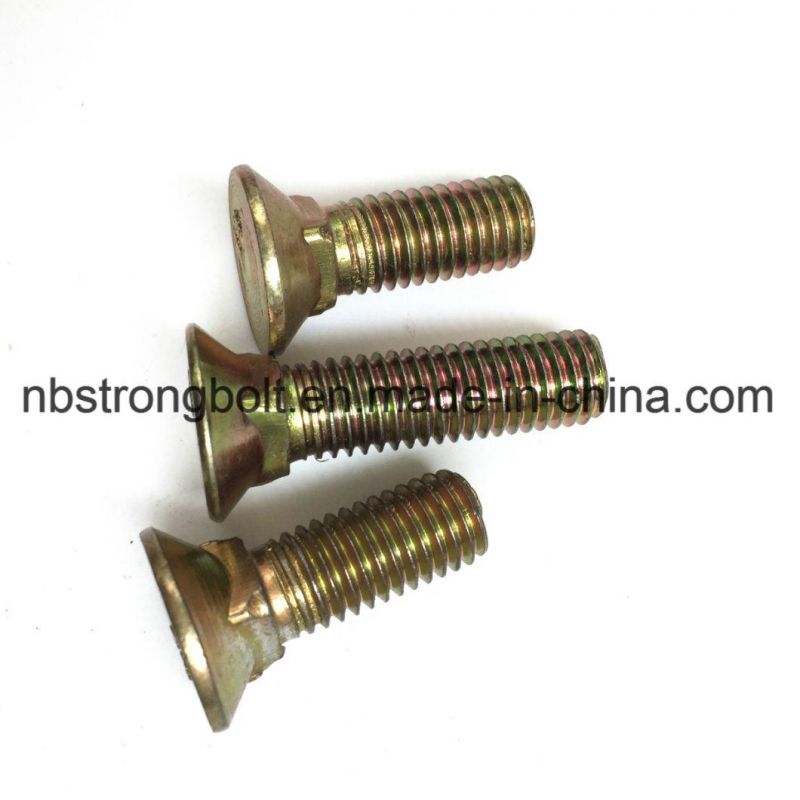 Flat Head Square Neck Screw Yellow Zinc Plated