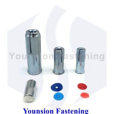 Lipped 3/8*30 M6 M8 M10 M12 Drop-in Anchor with Single Knurling in White Blue Zp