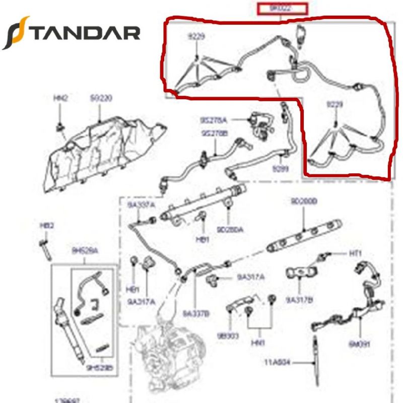 Fuel Diesel Leak off Tube 6h4q9K022LC for Land Rover L320