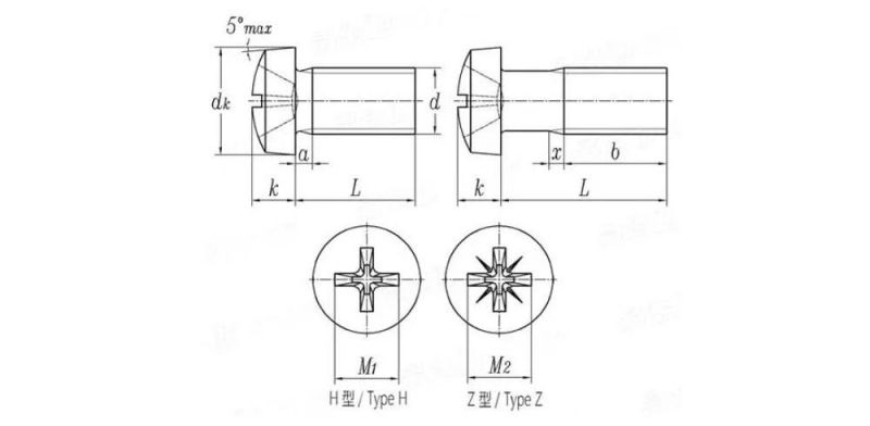 Claer Yellow Zinc Steel Cross Recess Pan Head DIN 7985 Self Tapping Mechanical/Machine Screws