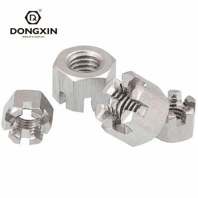Made in China Wholesale Customized M4-M100 DIN935 Stainless Steel Carbon Steel Hexagon Slotted Nut Castle Nuts