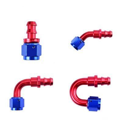 An8 Aluminum Fitting 180 Degree Elbow Push-on Fitting Oil Cooler Hose End Fitting Push Lock Hose End Adapter