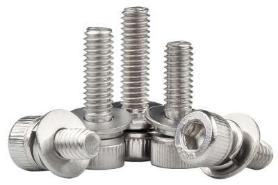 Cylindrical Head Hexagon Socket Three Combination Screw Knurled Cup Head Bolt with Gasket Spring Washer Screw Combination Bolt M10-M12