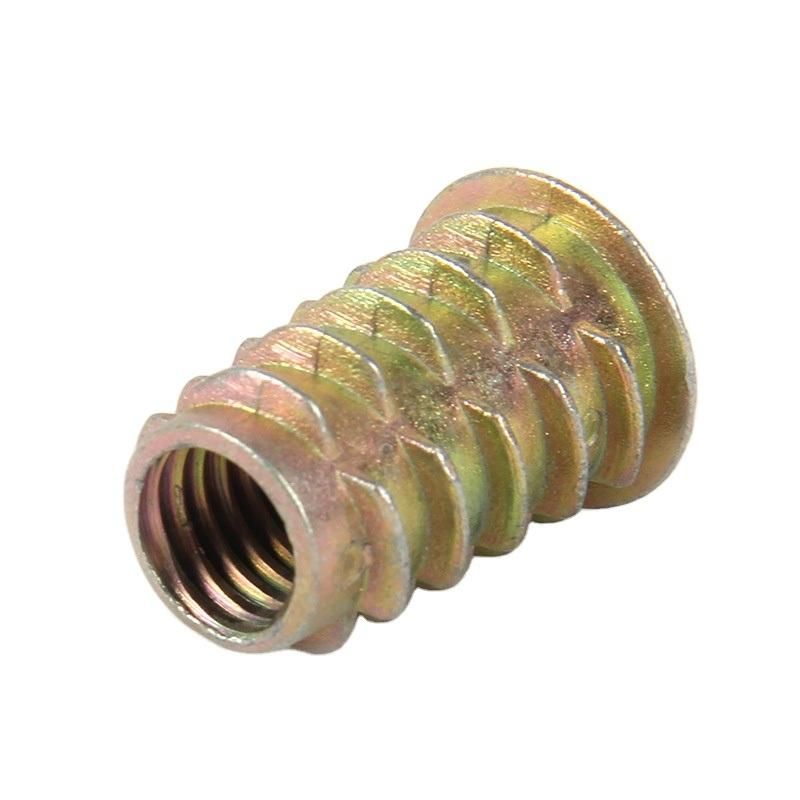 Type D Nut for Wood Insert, Wood Threaded Inserts, Flat Head Furniture Nut