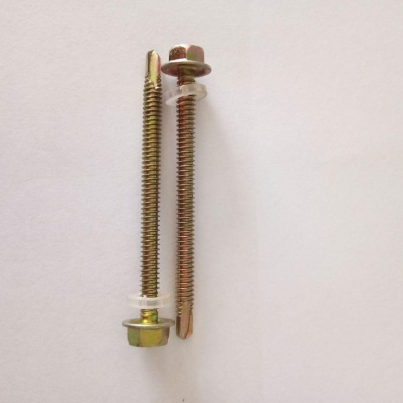 Yellow Zinc Hex Head Self Tapping Screw with Plastic Washer