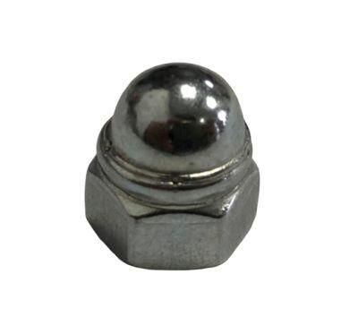 Carbon Steel Hex Domed Cap Nuts Welding Type with Non-Metallic Insert Zinc Plated