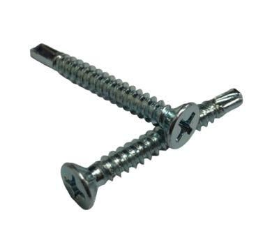 Self-Drill Screw Flat Head with 6 Nibs for PVC Window Zinc Plated