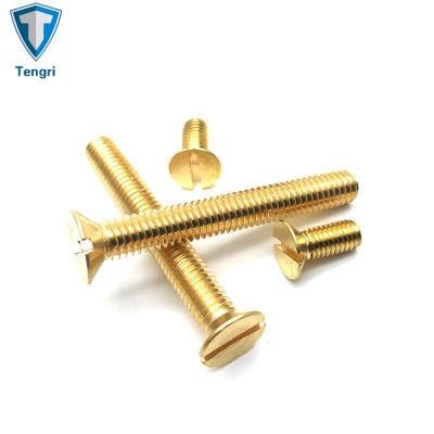 High Quality H59 H62 Slotted Countersunk Head Machine Screw Brass Screw DIN963 ISO2009