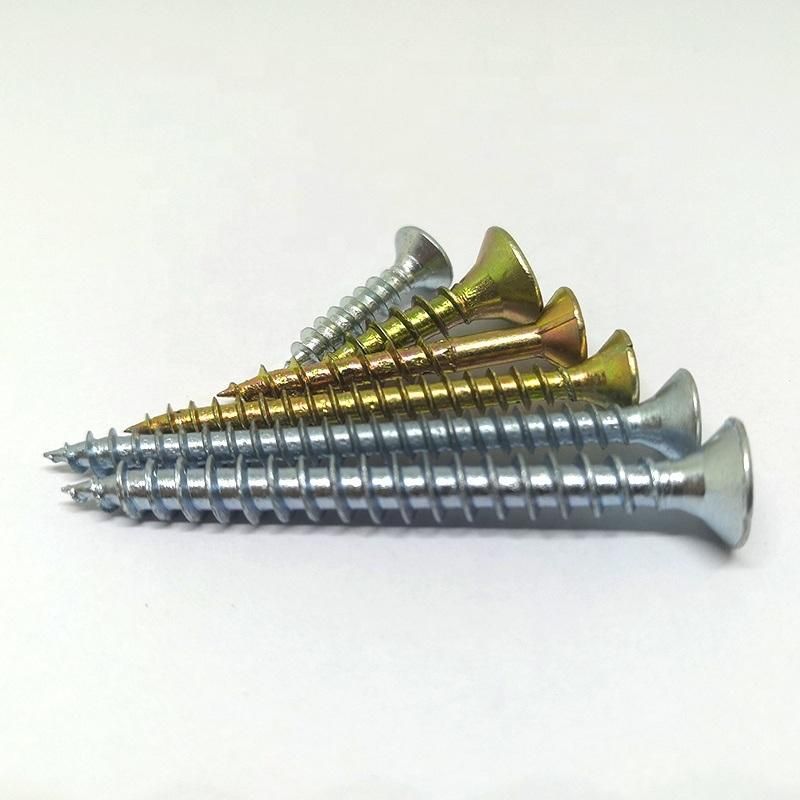 Congo Angola Zambia Market/DIN 7505 Yellow and White Zinc Plated Pozi Double Flat Head Chipboard Spax Screw
