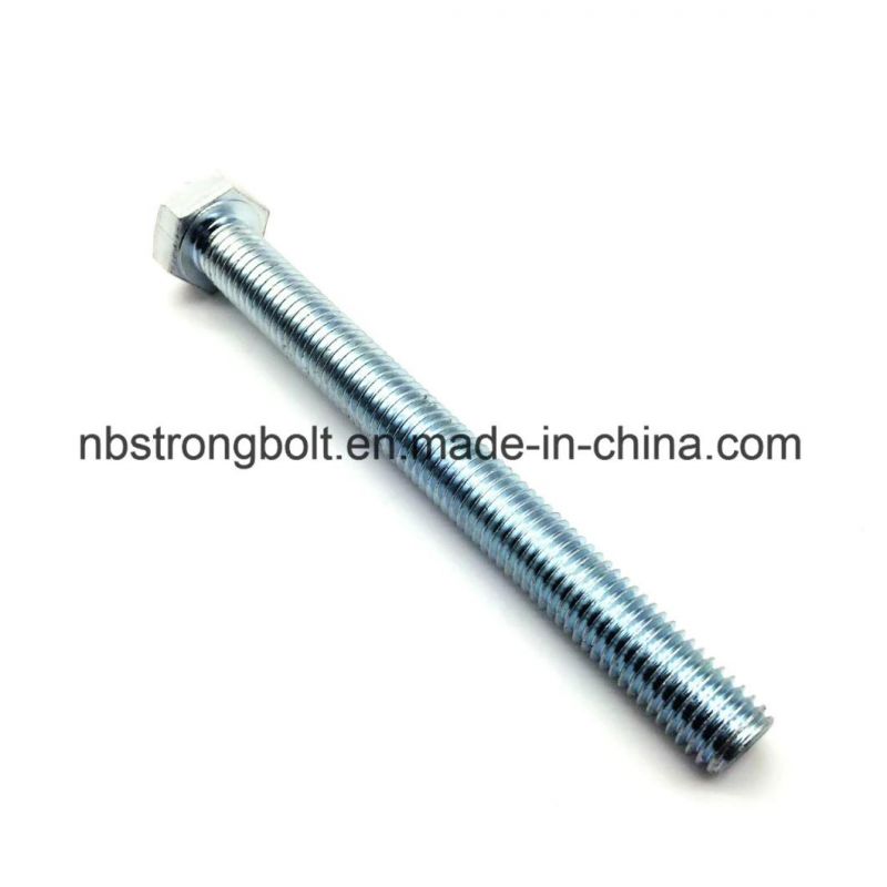DIN933 Hex Bolt Gr. 8.8 with White Zinc Plated Cr3+ M10X140