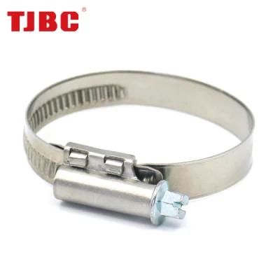 12mm German Type Stainless Steel Worm Drive Hose Clamp Without Welded Housing, Adjustable Non-Perforated Pipe Tube Clip for Automotive, 16-27mm