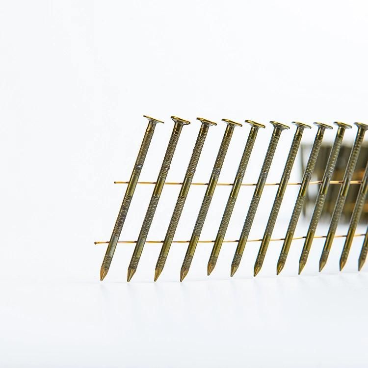 Vinyl Coated Yellow Color Ring Shank Coil Nails