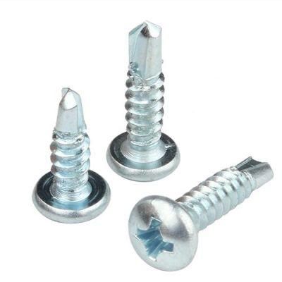 Phillips Round Csk White Zinc Plated Head Self Drilling Steel Screw