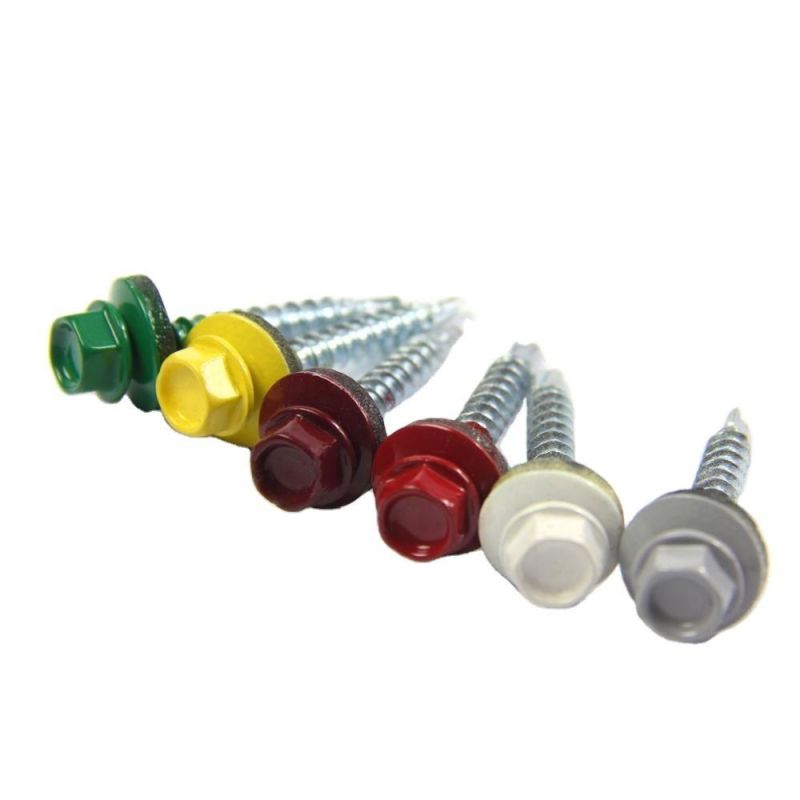 Hex Rubber Washer Head Self Drilling Roofing Screw Colored Spray Painted Zinc Plated Galvanized