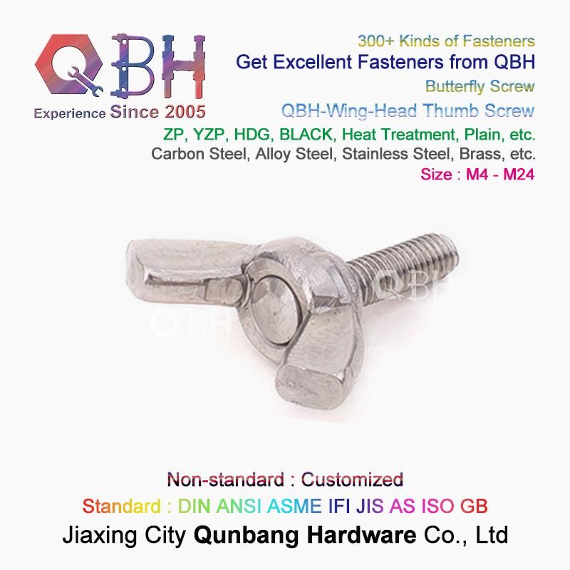 Qbh ODM OEM America Type Full Thread Carbon Stainless Steel Brass Copper Wing-Head Wing Butterfly Head Thumb Bolt Screws Price