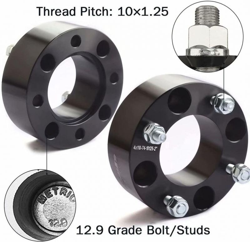 4X110 ATV Wheel Spacers with 2 Inch 74mm Hub Bore 10X1.25 Studs