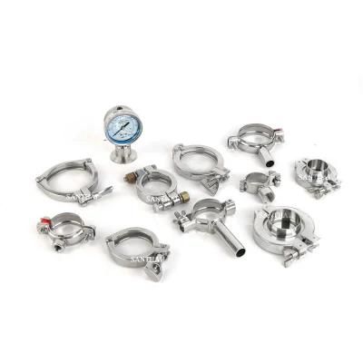 SS304 Stainless Steel Quick Connected Clamp 3-PCS Sanitary Clamp Tc Clamp 13mhh Hygienic Grade Ferrule Clamp