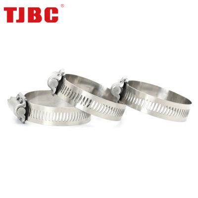 Power-Seal Worm-Drive Stainless Steel 2-PCS Housing Perforated Heavy Duty Hose Clamp for Automotive Systems, 141-165mm