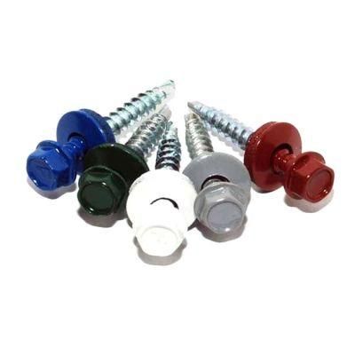 China Wholesale M8 65mm 90mm 100mm Zinc Plated Metal Self-Drilling with Rubber Washer Wood Hex Head Self Drilling Roofing Screw