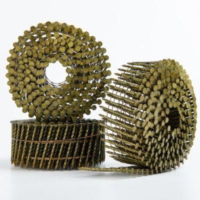 Hot Sell Screw Smooth Ring Yellow Coated Coil Nails for Pallet