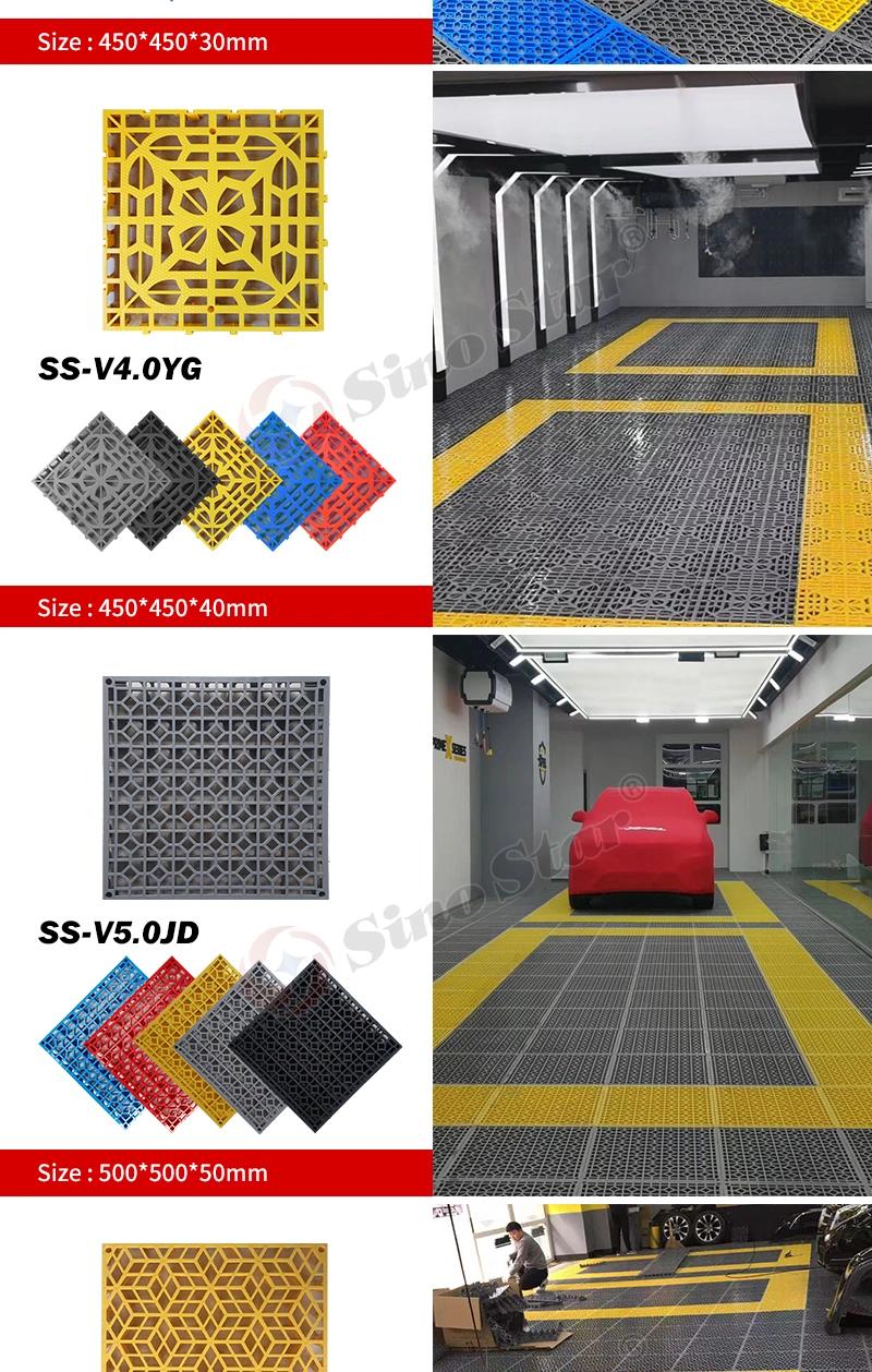 Ss-V1.8pm Sino Star18mm PP Garage Interlocking Floor Tiles Removable Plastic Interlocking Floor Mats for Car Washing