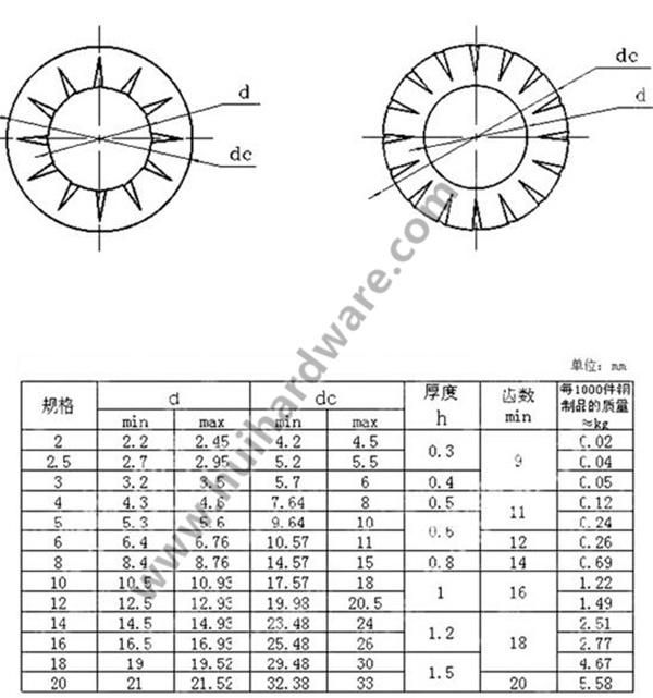Stainless Steel Internal and External Tooth Lock Washer with High Quality