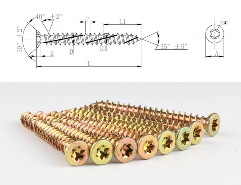 Undercut Countersunk Flat Head Tx-Star Recess Zinc Plated Concrete Screw