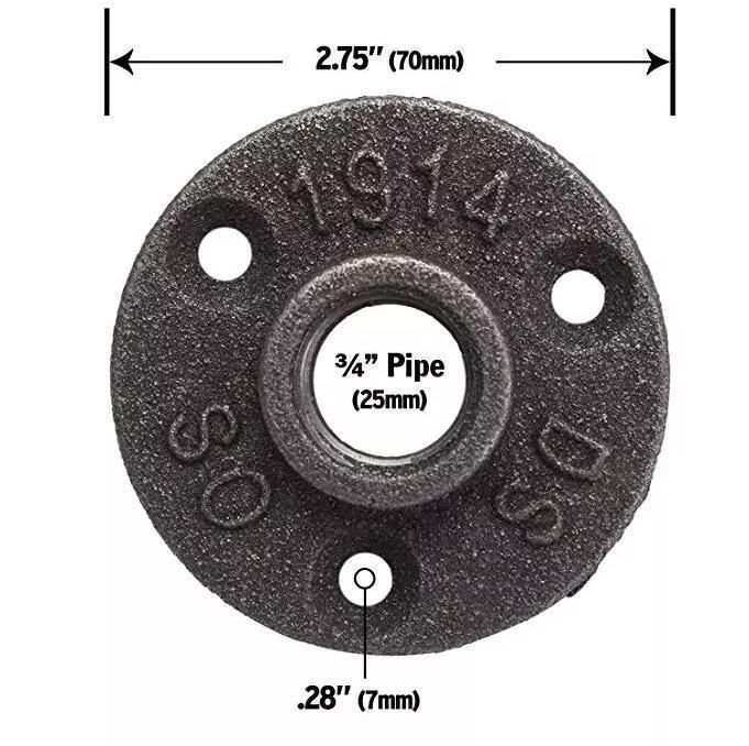 10 Pack 1/2 Inch DN15 Black Cast Iron Floor Flange with Threaded Hole for Industrial Pipe, Furniture and DIY Decor