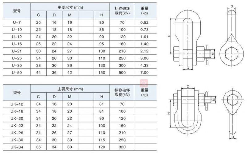 Rigging Galvanized U Type Large Bow D Shackle (U10-U50)