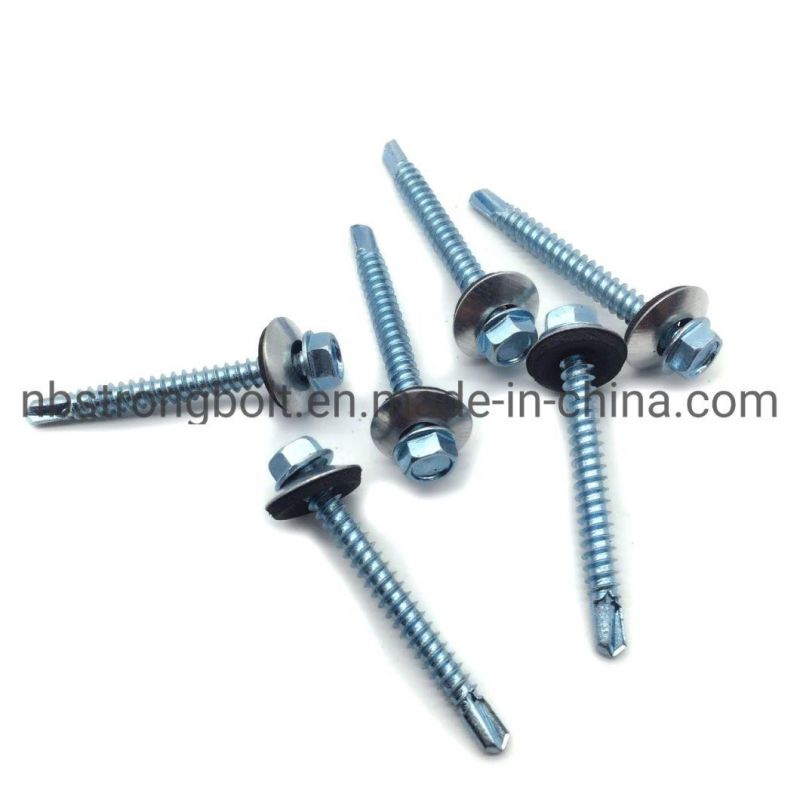 Washer Head with Bonded Washer (METAL/EPDM OD 16 mm) Bsd #3 12- 14 PT Drill Zinc Plated #12-14X2.1/2" Type Ab