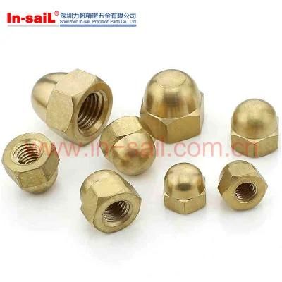 DIN1587 Steel Hexagon Domed Cap Nuts Brass Plated